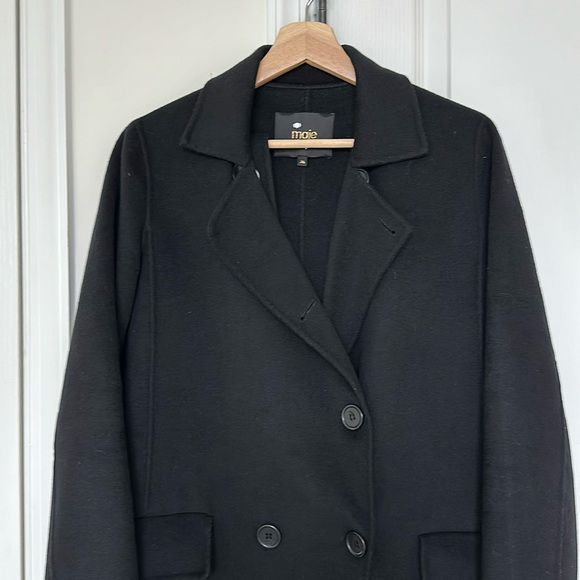 Maje Women’s Geola Wool-blend Black Coat Size FR 36. - Picture 3 of 10